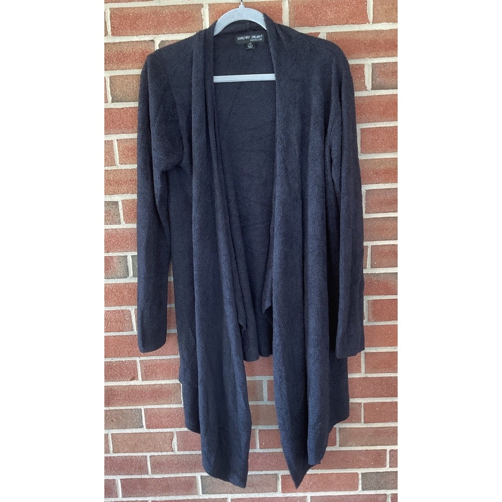 BAREFOOT DREAMS L/XL Calypso Bamboo Chic Lite Drape Wrap Cardigan 436 Black